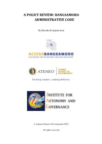 Bangsamoro Administrative Code
