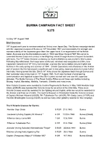 Burma Campaign Fact Sheet Vj75