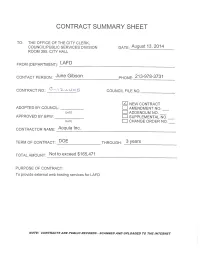 Contract Summary Sheet