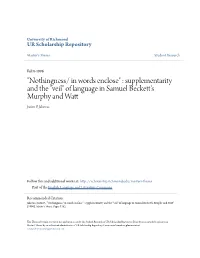Of Language in Samuel Beckett's Murphy and Watt Justin P