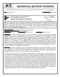 Regional Review Finding