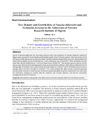 Short Communication Tree Density and Growth Rate of Nauclea Diderrichii and Terminalia Ivorensis in the Arboretum of Forestry