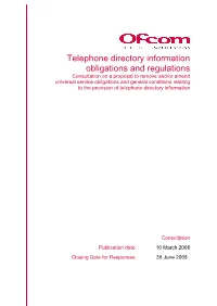 Telephone Directory Information Obligations and Regulations