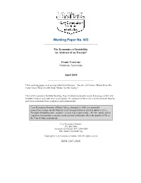 The Economics of Instability: an Abstract of an Excerpt*