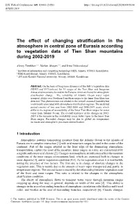 The Effect of Changing Stratification in the Atmosphere in Central Zone of Eurasia According to Vegetation Data of Tien Shan Mountains During 2002-2019