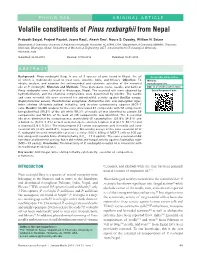 Volatile Constituents of Pinus Roxburghii from Nepal