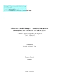 Waste and Climate Change: a Critical Review of Clean Development Mechanism Landfill Gas Projects