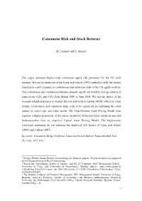 Comoment Risk and Stock Returns*