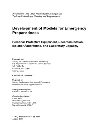 Development of Models for Emergency Preparedness