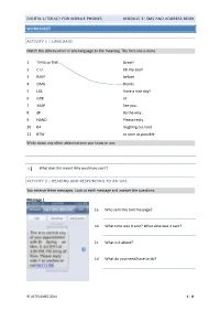 Digital Literacy for Mobile Phones Module 3: Sms and Address Book