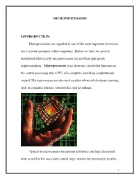 MICROPROCESSORS I-INTRODUCTION: Microprocessors