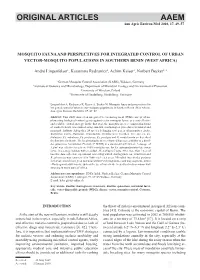 Mosquito Fauna and Perspectives for Intergrated Control of Urban Vector