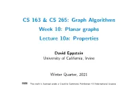 Planar Graphs Lecture 10A: Properties