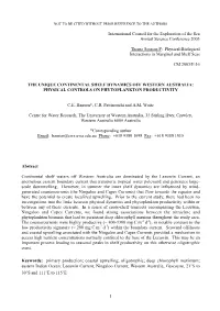 The Unique Continental Shelf Dynamics Off Western Australia: Physical Controls on Phytoplankton Productivity