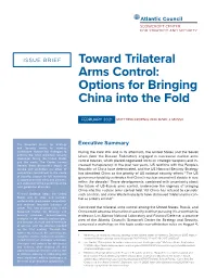 Toward Trilateral Arms Control: Options for Bringing China Into the Fold