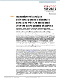 Transcriptomic Analysis Delineates Potential Signature Genes And