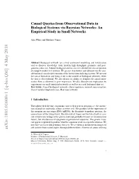 Causal Queries from Observational Data in Biological Systems Via Bayesian Networks: an Empirical Study in Small Networks