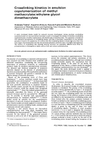 Crosslinking Kinetics in Emulsion Copolymerization of Methyl Methacrylate/Ethylene Glycol Dimethacrylate