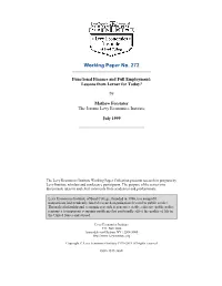 Functional Finance and Full Employment: Lessons from Lerner for Today?
