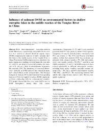 Influence of Sediment DOM on Environmental Factors in Shallow