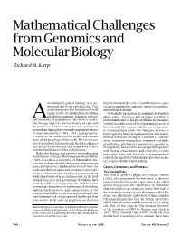 Mathematical Challenges from Genomics and Molecular Biology Richard M