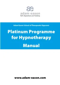 Platinum Programme for Hypnotherapy Manual