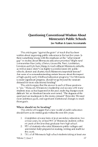Questioning Conventional Wisdom About Minnesota's Public Schools