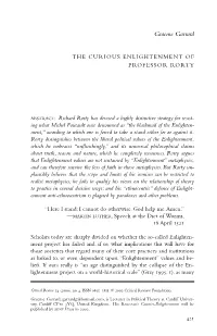 The Curious Enlightenment of Professor Rorty
