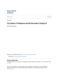 The Libellus of Telesphorus and the Decretals of Gregory IX