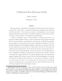 A Behavioral New Keynesian Model