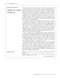 Analysis of Variance (ANOVA)