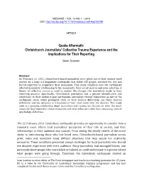 Christchurch Journalists' Collective Trauma Experience and the Implications for Their Reporting
