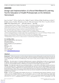 Design and Implementation of a Novel Web-Based E-Learning Tool for Education of Health Professionals on the Antibiotic Vancomycin