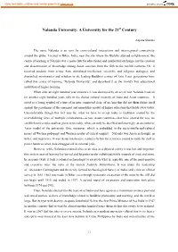 Nalanda University: a University for the 21St Century