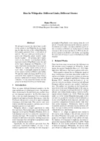 Bias in Wikipedia: Different Links, Different Stories