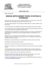 Bridge Improvement Work Starting in Kyeemagh