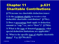 Chapter 11 P.631 Charitable Contributions