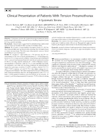 Clinical Presentation of Patients with Tension Pneumothorax a Systematic Review