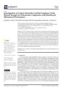 Investigation of Carbon Nanotube Grafted Graphene Oxide Hybrid Aerogel for Polystyrene Composites with Reinforced Mechanical Performance