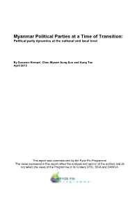 Myanmar Political Parties at a Time of Transition: Political Party Dynamics at the National and Local Level