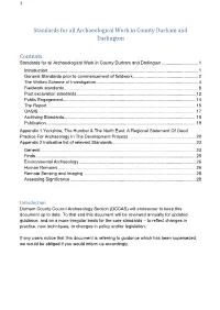 Standards for All Archaeological Work in County Durham and Darlington