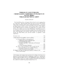 Terror on Your Timeline: Criminalizing Terrorist Incitement on Social Media Through Doctrinal Shift
