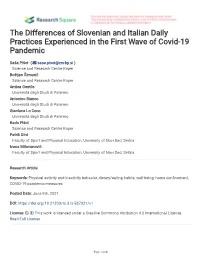 The Differences of Slovenian and Italian Daily Practices Experienced in the First Wave of Covid-19 Pandemic