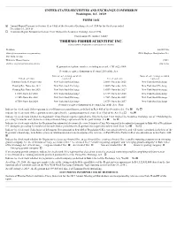 THERMO FISHER SCIENTIFIC INC. (Exact Name of Registrant As Specified in Its Charter)