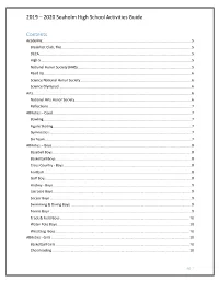 2019 – 2020 Seaholm High School Activities Guide Contents