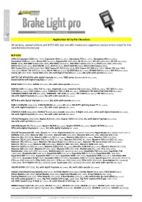 Application List by Part Numbers All Variants, Special Editions and BOTH
