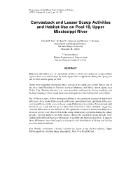 Canvasback and Lesser Scaup Activities and Habitat-Use on Pool 19, Upper Mississippi River