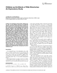 Children As Architects of Web Directories: an Exploratory Study