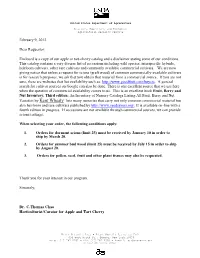 Enclosed Is a Copy of Our Apple Or Tart-Cherry Catalog and a Disclaimer Stating Some of Our Conditions