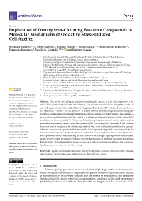 Implication of Dietary Iron-Chelating Bioactive Compounds in Molecular Mechanisms of Oxidative Stress-Induced Cell Ageing
